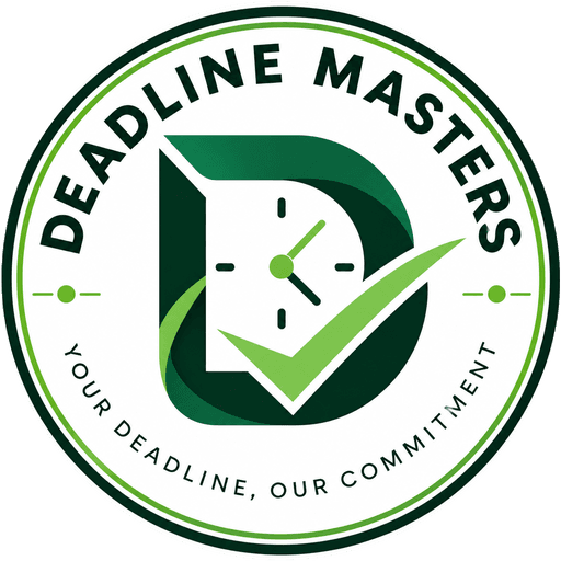 Deadline Masters logo — Your Deadline, Our Commitment.